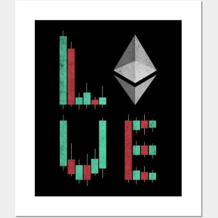Vintage LOVE Stock Chart Ethereum ETH Coin Valentine Crypto Token Cryptocurrency Blockchain Wallet Birthday Gift For Men Women Kids Posters and Art